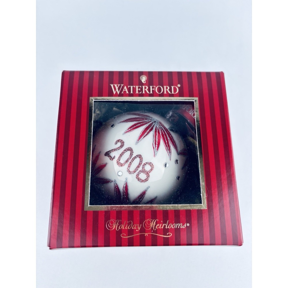 Waterford Holiday Heirlooms Radiant Pearl Ball 2008 Christmas Ornament W/Box